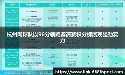 杭州网球队以96分领跑邀请赛积分榜展现强劲实力